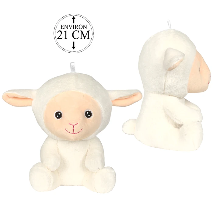 Peluche mouton blanc assis, 21cm de haut
