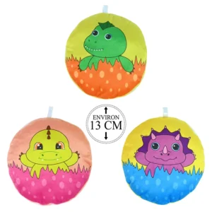 Assortiment de 3 peluche ovale décor dinosaure dans leur œuf, 13cm de haut