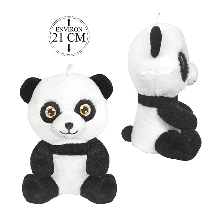 Peluche panda assis, 21cm de haut