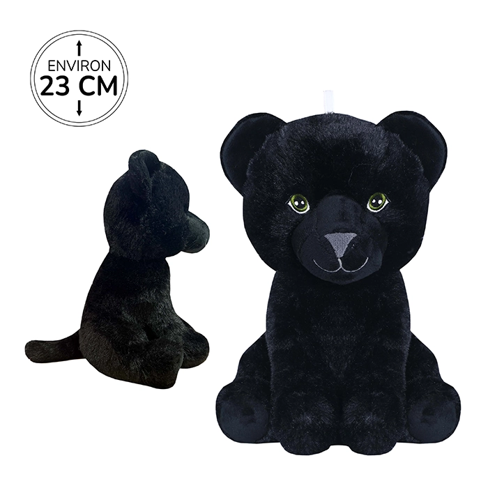 Peluche panthère noire assis, 23cm de haut