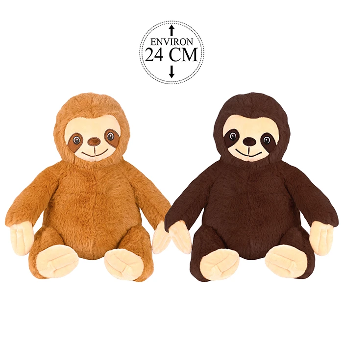 Peluche paresseux 2 coloris (marron clair et marron foncé), 24cm de haut