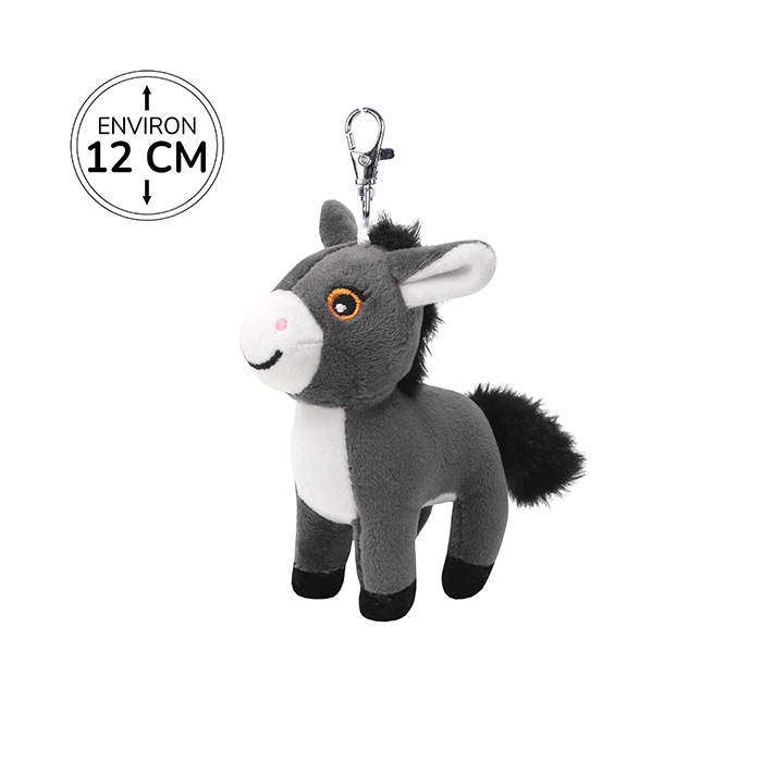 Peluche porte clés âne gris, 12cm de haut
