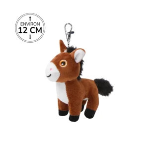 Peluche porte clés âne marron, 12cm de haut