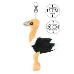 Peluche porte-clés autruche, 13cm de haut