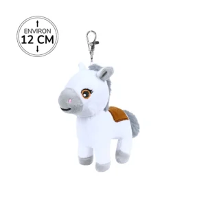 Peluche porte clés cheval blanc, 12cm de haut