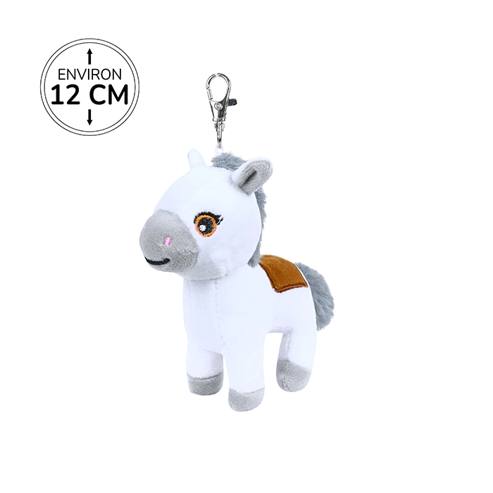 Peluche porte clés cheval blanc, 12cm de haut