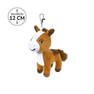 Peluche porte clés cheval marron, 12cm de haut