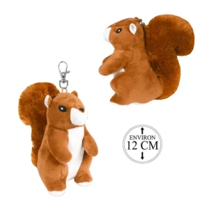 Peluche porte-clés écureuil, 12cm de haut