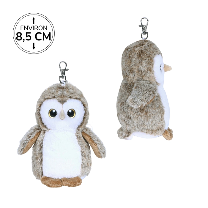 Peluche porte-clés hibou, 8,5cm de haut