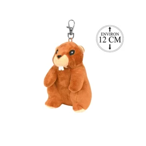 Peluche porte-clés marmotte, 12cm de haut