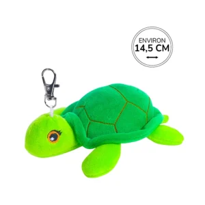Peluche porte-clés tortue de mer verte, 14,5cm de long