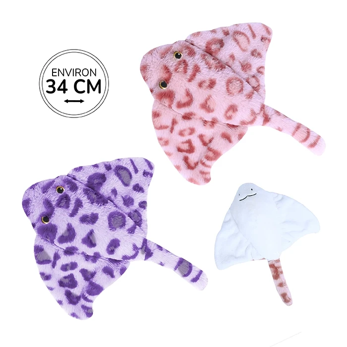 Peluche raie 2 coloris (rose et violet), 34cm de long