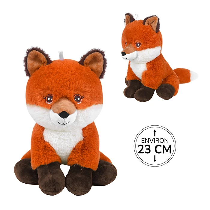 Peluche renard assis, 23cm de haut