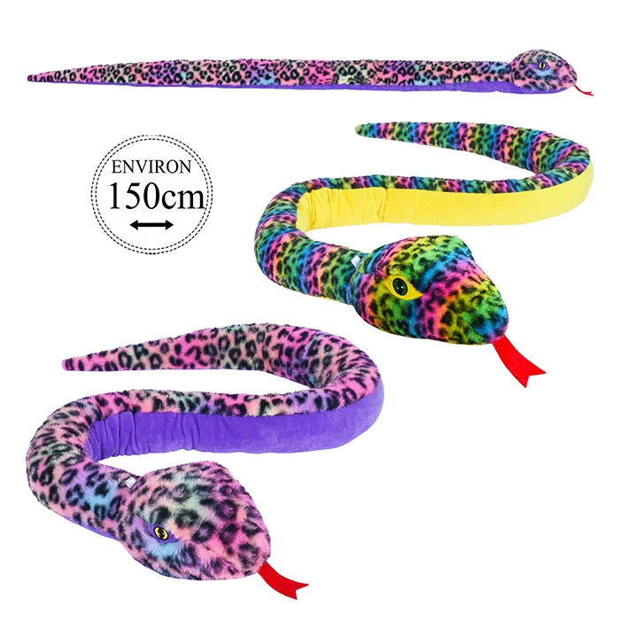 Peluche serpent 2 coloris multicolores, 150cm de long