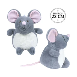 Peluche souris grise, 23cm de haut
