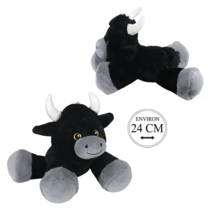 Peluche taureau allongé, 24cm de long