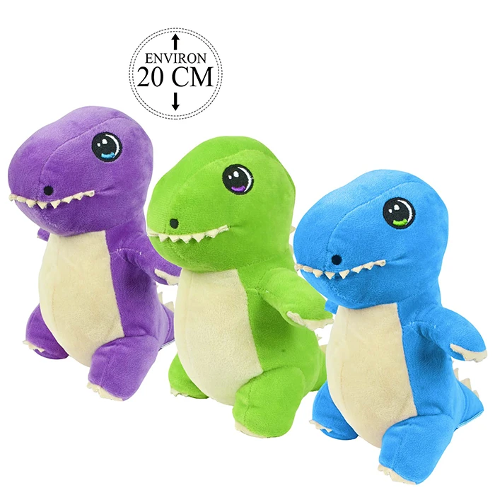 Peluche tyrannosaure 3 coloris (violet, vert et bleu)