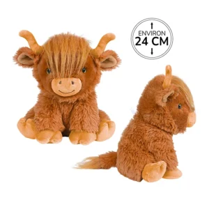 Peluche vache highland assise 24cm de haut