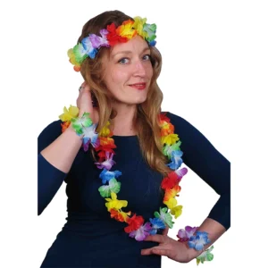 ensemble fleuri - couronne, collier, bracelets de la marque SANDY. Réf. FOZ371.