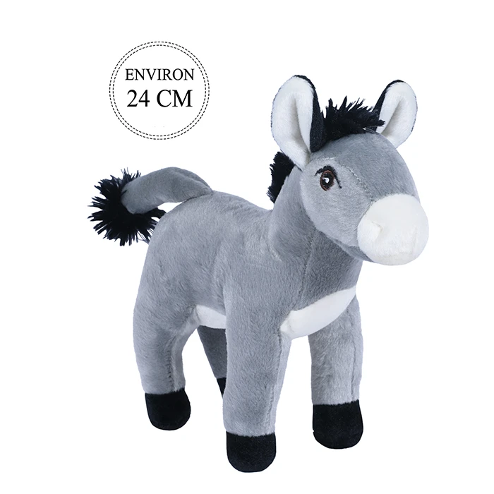 Peluche âne gris, 24cm de haut