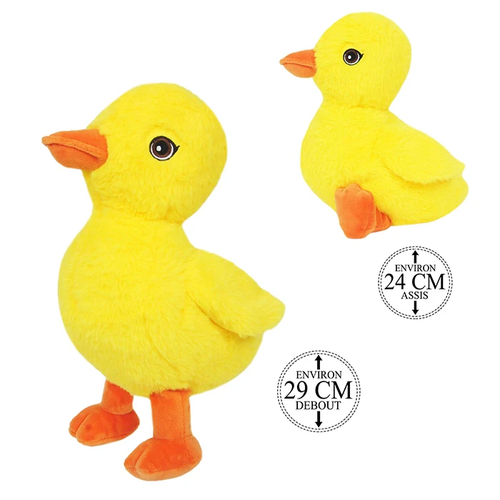 Peluche canard, 24cm assis et 29cm debout