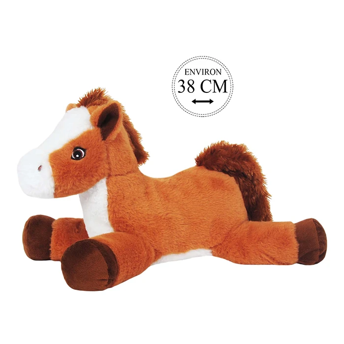 Peluche cheval couché, 38cm de long