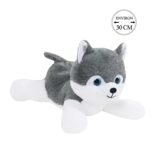 Peluche husky couché, 30cm de long