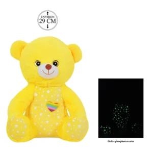 Peluche ours phosphorescent, 29cm de haut
