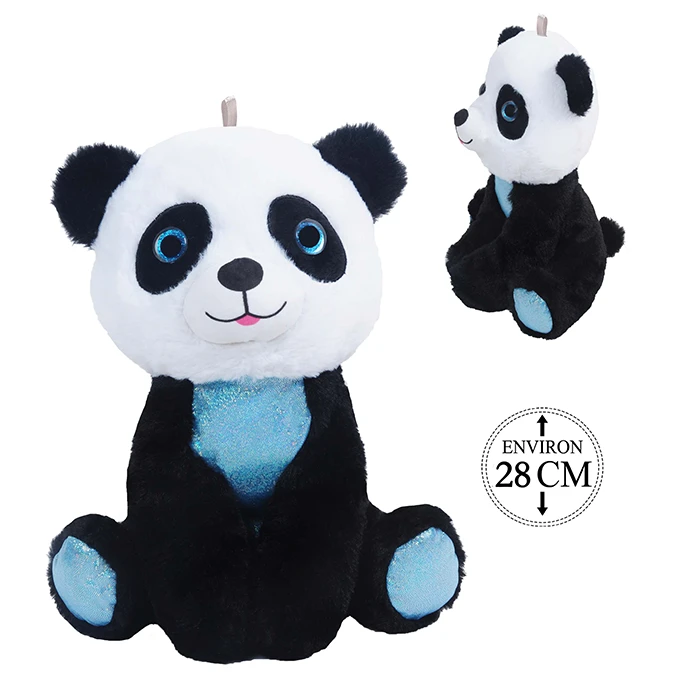 Peluche panda assis, 28cm de haut