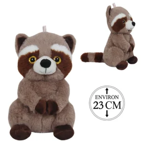 Peluche raton laveur, 23cm de haut