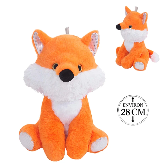 Peluche renard assis, 28cm de haut