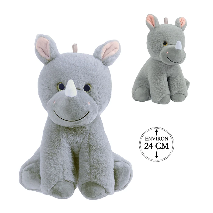 Peluche rhinocéros assis, 24cm de haut