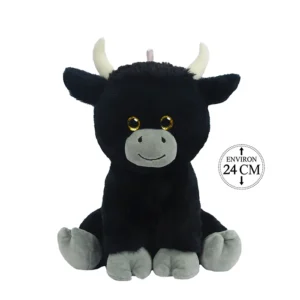 Peluche taureau assis, 24cm de haut