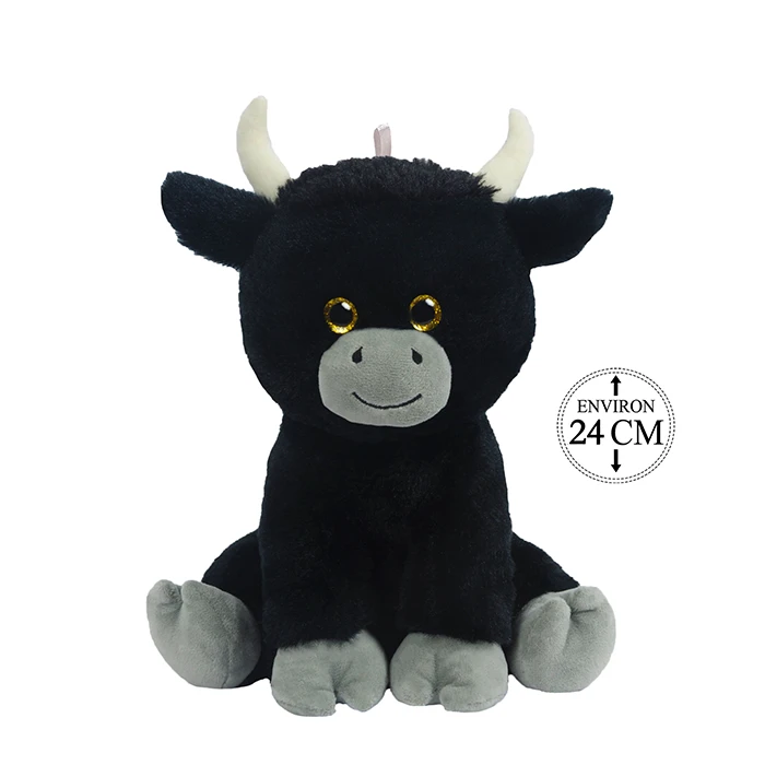 Peluche taureau assis, 24cm de haut