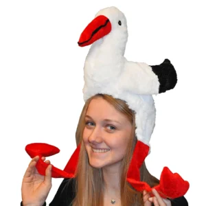 Bonnet peluche cigogne