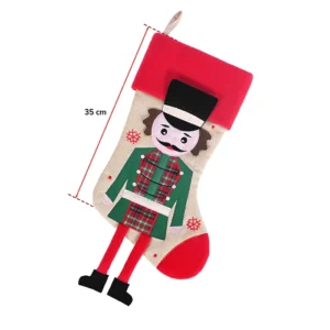 Botte style lin doublés avec rebord rouge, décors casse noisette brodés, 41 cm de long