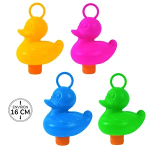 Jouets canards de pêche 4 assortis (rose, jaune, bleu, vert), 16cm de haut