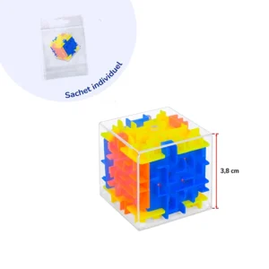 Jeu de patience cube bleu, orange et jaune, 3,8cm de côté