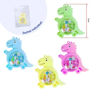 Jeu de patience dinosaure 4 assortis (vert, jaune, bleu et rose), 8cm de haut