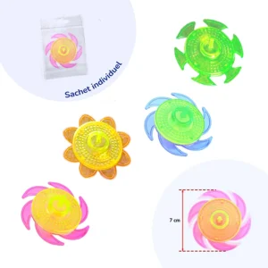 Jouet toupie 4 assortis multicolores, 7cm de diamètre