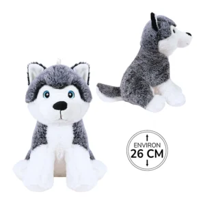 Peluche husky assis, 26cm de haut