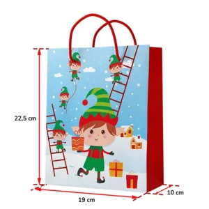 Sac papier lutin et cadeaux, 22,5x19x10cm