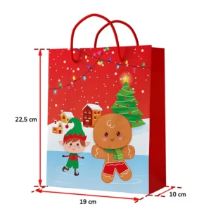 Sac papier lutin et pain d'épice, 22,5x19x10cm