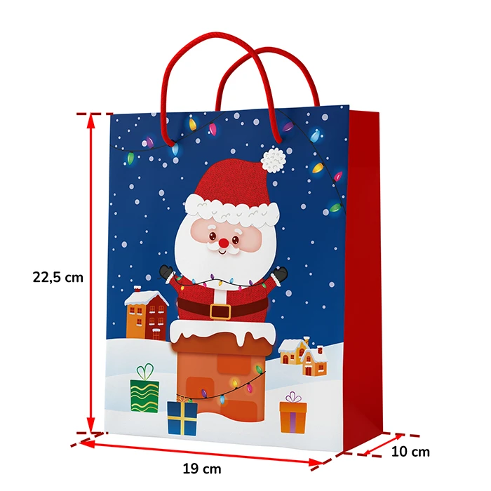 Sac papier père noël, 22,5x19x10cm