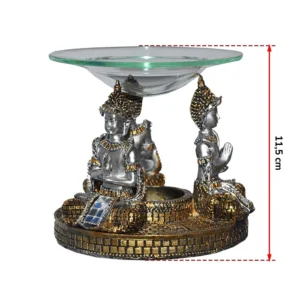 Brûle-parfum Bouddha or mat, 11,5cm de haut