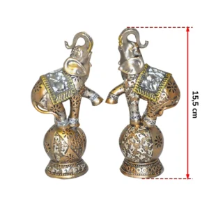 Set de 2 éléphant sur boule or mat, 15,5cm de haut