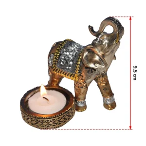Porte bougie éléphant or mat, 9,5cm de haut