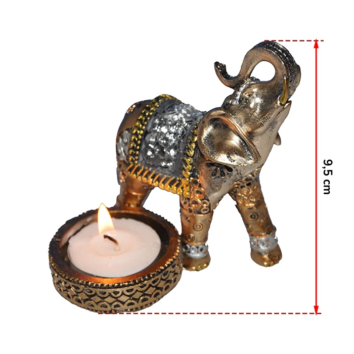 Porte bougie éléphant or mat, 9,5cm de haut