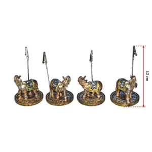 Set de 4 porte photo éléphant or mat, 12cm de haut