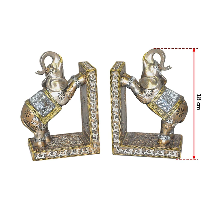 Set de 2 éléphant serre-livres or mat, 18cm de haut